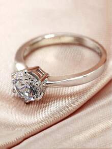 Cutie cadou elegantă și versatilă, inel cu zirconiu cubic, bijuterii pentru femei pentru logodnă și purtare zilnică, material cupru, rezistent la decolorare și hipoalergenic, cadou ideal de Ziua Îndrăgostiților - Argint - Vizualizare 9