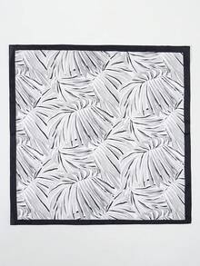 1pc Simple Printed 70cm Square Scarf, New Spring Bandana For Women, Versatile Waist Belt, Bag Decor, Headband, Fashion Neckerchief - Black and White - View 3