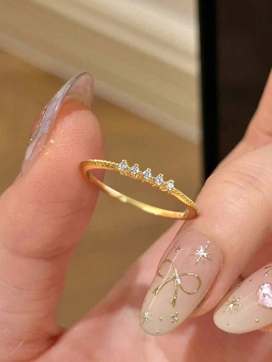 1pc S925 Sterling Silver Engagement/Wedding Ring With Sparkling Diamond Inlay, Romantic & Elegant, Women's Bridal Jewelry Gift - Ring - View 1