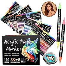 240 Colors Dual Tip Acrylic Marker Pen Set, Durable & Fade-Resistant, Suitable For Artists Painting, Illustration, Crafts, Coloring Books, DIY Projects On Paper, Fabric, Wood, Stone, Plastic, Glass, Ceramic, Pumpkin, For Students & Adults, Great Gift For Thanksgiving, Halloween, Christmas - Multicolor - View 2