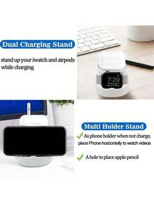 1pc Unisex Minimalist Classic Silicone Base 2-In-1 Stand, Universal Holder, Charger Stand For Apple Watch 38/40/41/42/44/45/49mm Ultra/SE/8/7/6/5/4/3/2/1