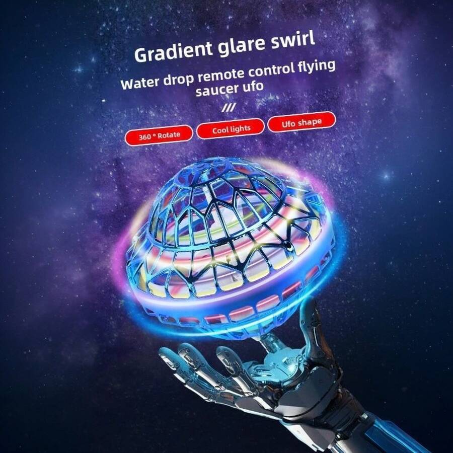 SKYQITIAN UFO Spinning Saucer With Dazzling Lights, Magic Levitation Ball, Fingertip Spinning Top, And Spinning Ball. - 紅色 - 查看 1