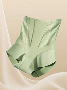 女士高腰无缝塑身裤，收腹提臀，收腰塑形打底裤 - 綠色 - 查看 6