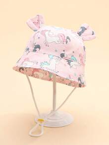1pc Cotton Printed Baby Bucket Hat, Sun Protection For Boys & Girls, Spring/Summer - 1PC - View 18