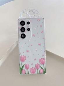 1pc Tulip Bow Pattern Transparent TPU Soft Phone Case, Anti-Fall Anti-Scratch Anti-Fingerprint, Precise Camera Cutout, Compatible With Samsung, Nothing, Pixel, INFINIX, Redmi - Multicolor - View 4