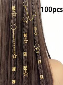 镂空金属发圈发夹吊坠多功能时尚套装 - 个性化凌乱发髻配饰接发配件 - 彩色 - 查看 1