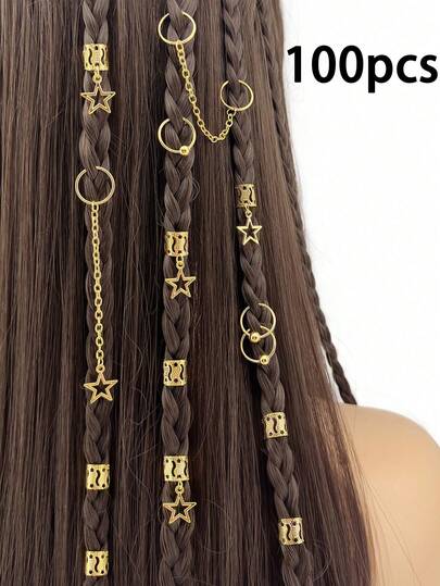 Hollow Metal Hair Ring Hair Clip Pendant Versatile And Fashionable Set - Personalized Messy Bun Accessory Hair Extension Accessories