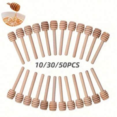 10/30/50 pezzi Mini cucchiaini di legno per miele, cucchiaini di legno per miele con manico lungo, accessori per barattoli di miele, mescolatori per tè al latte, utensili per dessert, accessori da cucina