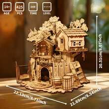 Romantic 3D Treehouse Wooden Puzzle - Valentine's DIY Craft Kit For Couples, Handmade Home Decor & Creative Date Night Gift - trắng - Xem 3
