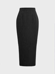 Elegant Minimalist Holiday Party Commute Daily Business Vest Suit Co-Ord Sets For Women, Autumn Vest Suit Waist Cinched Fitted Suit Skirt Women's Set Black Summer - Black - View 10