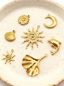 1件极简几何造型首饰配件，18K镀金不锈钢女士项链吊坠，DIY首饰制作材料 - 金黃色 - 查看 4