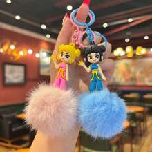 Mattel K-Pop 女巫组合毛球钥匙扣吊坠，背包挂饰，汽车钥匙链，可爱钥匙圈，卡通情侣包包挂饰，冬季 - 彩色 - 查看 2