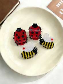 2 piezas Clips pequeños de insectos de acetato simulado lindos, Clips para el cabello de abeja y mariquita, Clips para el cabello y los laterales Accesorios para el cabello - Multicolor - Ver 4