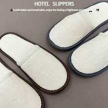 一次性高级亚麻拖鞋 | 舒适防滑，透气加厚海绵鞋跟，是民宿、酒店、居家使用的理想之选 - 彩色 - 查看 11