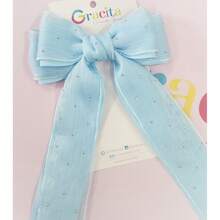 Organza Ribbon With Glitter Tips - Baby Blue - View 3