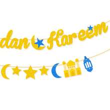 Ramadan Kareem Banner Eid Ramadan Decoration - Gold Glitter Letter Garland With Moon, Star, Mosque And Lanterns, Islamic Festival Decor For Home, Party, Ramadan Decoration Ramadan Items - Ramadan Ribbon Art - B - View 7