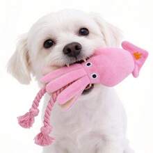 Pink Octopus Plush Squeaky Toy, Small Dog Boredom Buster, Suitable For Medium/Small Dogs & Puppies, Teeth Cleaning Toy With Built-In Sound Device, Activated By Pressing Or Chewing, Interactive Pet Toy, Companion Toy For Dogs, Cat Self-Entertainment Toy To Relieve Loneliness - Multicolor - View 5