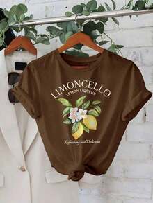 Limoncello Lemon T-Shirt For Women And Men, 100% Premium Cotton, Comfortable Casual Shirt For The Gym. - 鏽棕色 - 查看 1