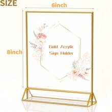 6pcs Acrylic Display Stand 6x8 Inch, Double-Sided Gold Photo Frame, Gold Vertical Table Number Card Holder Stand, Wedding Office Restaurant Party Table Card Menu Display Rack - Gold - View 3