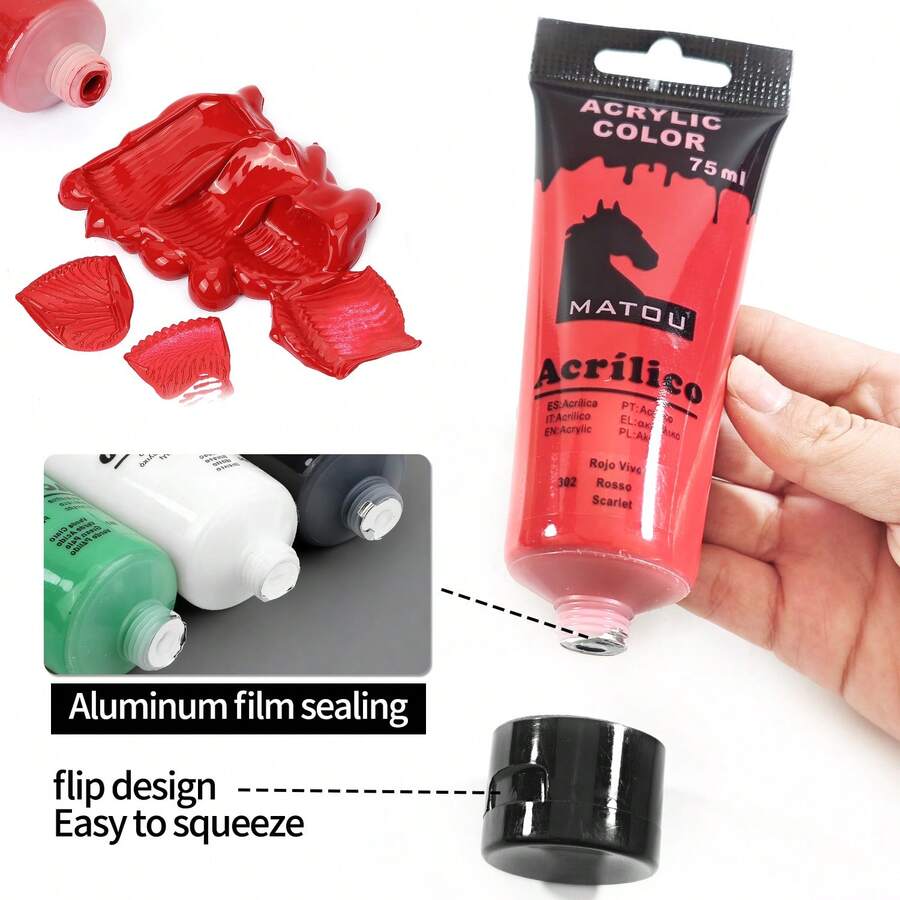 opeth 75毫升/2.53液盎司丙烯颜料，采用优质颜料粉制成，色彩鲜艳，遮盖力强，耐光性好，适用于在墙壁、石头、木材、画布、玻璃和纺织品等多种材料上作画，可用于DIY项目。