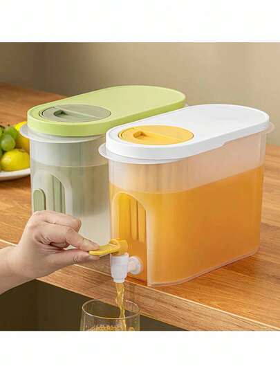 3.5L/0.9Gal Beverage Dispenser With Dragon Head, Large Capacity Chilled Container For Storing Cold Drinks, Juice Or Water, Suitable For Kitchen, Home Camping Or Party (Green And Yellow)