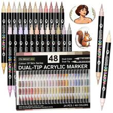 240 Colors Dual Tip Acrylic Marker Pen Set, Durable & Fade-Resistant, Suitable For Artists Painting, Illustration, Crafts, Coloring Books, DIY Projects On Paper, Fabric, Wood, Stone, Plastic, Glass, Ceramic, Pumpkin, For Students & Adults, Great Gift For Thanksgiving, Halloween, Christmas - Multicolor - View 5