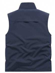Men's Outdoor Vest, Summer Sleeveless Breathable Multi-Pocket Jacket, Fishing Utility Waistcoat With Mesh Lining - Navy Blue - View 9