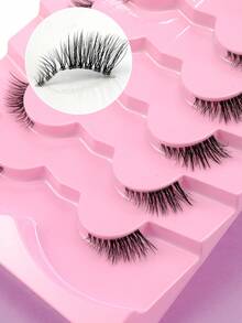 7 pares de pestañas postizas transparentes, de aspecto natural y rizado, fáciles de aplicar - Negro - Ver 4