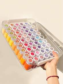 1PC Transparent Storage Box, Multifunctional Storage Box, Bead Handicraft Accessories, Diamond Nail Bead Transparent Sorting Storage Box, Jewelry Packaging Box, Document Certificate Storage Box, Household Large Capacity Multifunctional Storage Box, Children's Puzzle Card Storage, Student Certificate Storage And Sorting Box - White - View 4