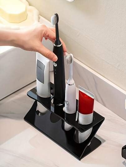 1pc Electric Toothbrush Desktop Organizer - Multi-Function Storage Rack - Razor & Toothpaste Holder - Bathroom Accessories Organizer - Ideal For Home Use