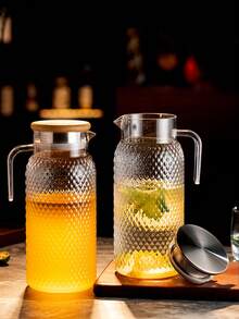 1 pieza Jarra de agua hermética transparente - Dispensador de bebidas a prueba de fugas con tapa, diseño de pico de fácil vertido para jugo, té helado y leche - Multicolor - Ver 2