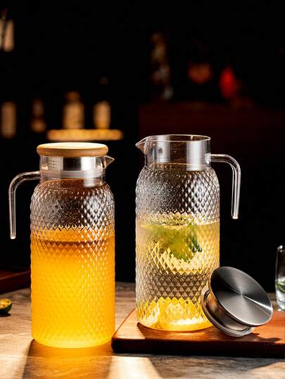 1 قطعة إبريق مياه شفاف محكم الإغلاق - موزع مشروبات محكم التسرب مع غطاء، تصميم صب سهل للعصير والشاي المثلج والحليب