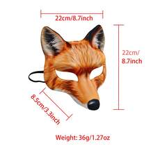 1件装嘉年华派对动物服装狐狸角色扮演面具 - 橘色 - 查看 2