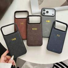 Personalized Custom Initials Name Letter 3D Engraved Phone Case Compatible With IPhone 17 16 15 14 13 12 11 Pro Max Plus Air Luxury Classic Leather Cover Gifts Ideal FPOC - Nhiều màu - Xem 4