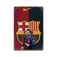 Barcelona Football Club Jersey Style Vintage Tin Painting Red And Navy Blue With Fc Barcelona  And  Logo For Soccer Fans Bedroom Or Living Room Decor - Multicolor - View 1