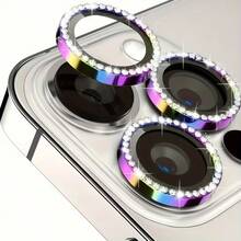 6-Piece Colored Rhinestone Phone Lens Screen Protector - Suitable For IPhone 17/16/15/14/13/12/11 Phone Lens Screen Protector - Scratch-Resistant, Practical, And Easy To Install - Perfect As A Valentine's Day, Thanksgiving, Christmas, And Halloween Gift. - Colorful - View 7