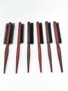 1pc Professional Salon Boar Bristle Fine Tooth Comb, Hair Brush For Styling, DIY Hair Extension Tool - Multicolor - View 1
