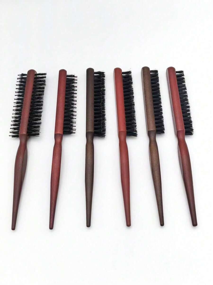 1pc Professional Salon Boar Bristle Fine Tooth Comb, Hair Brush For Styling, DIY Hair Extension Tool - Multicolor - View 1