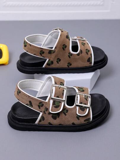1 Pair Unisex Simple Design Flat Open Toe Sandals, Soft Bottom Non-Slip Children Roman Sandals, Fashionable Lightweight Outdoor Beach Shoes, Suitable For Summer