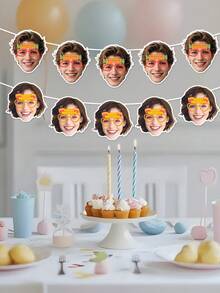 7pcs Custom Face Photo Banner,Happy Birthday Banner, Customize Photo And Text,Personalized 30th, 40th, 50th, 60th Birthday Gift For Him,Couple Gift,Unforgettable Gratitude Gift For Celebrating Special Days - متعدد الألوان - مشاهدة 4