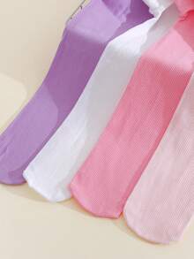 4 Pairs Baby/Toddler Girls' Candy Color Ribbed Tights, Stretchy Dance Leggings Suitable For Girls - Multicolor - View 6