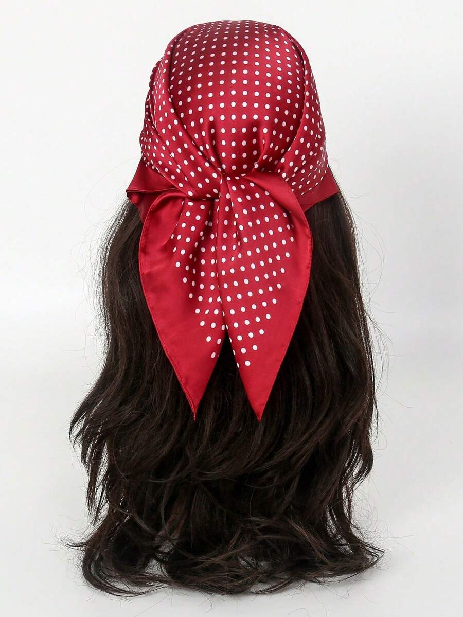 1pc Bandana Polka Dot & Geometric Print Scarf, Shawl, Neckerchief, Headband For Women - Multicolor - View 1