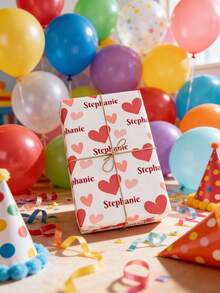 1/3/5pcs Custom Text Wrapping Paper, Personalized Valentine's Day Gift Wrap With Name, Romantic Couple Gift Wrap For Anniversary Valentine's Day Christmas Birthday - Multicolor - View 4