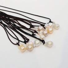 1Piece Fashion Baroque Natural Freshwater Pearls Pendant Flameball Pearl Bead Necklace Women Girl's Choker Jewelry Accessories 67cm Chain - Fishtail Rock - View 3