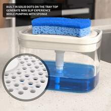 1个厨房皂液器，洗洁精分配器，独立式设计，带泵头、海绵架和海绵 - 适用于厨房水槽、餐厅、家庭和酒店使用，方便洗碗 - 彩色 - 查看 5