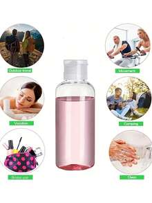 Bộ 5 chai du lịch có thể tái sử dụng, chai tròn trong suốt có nắp bật và nắp bướm, thích hợp đựng dầu và kem dưỡng da, hộp nhựa di động có khả năng bảo vệ, không mùi và có thể tái sử dụng, lý tưởng cho trường học, phòng tập thể dục hoặc sử dụng hàng ngày (chống rò rỉ). - Nhiều màu - Xem 4