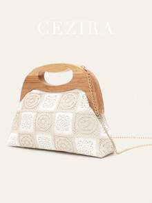 Women's Clutch Bag Luxury Design Fashionable Embroidered Floral Patterns Fabric Pouch Wooden Frame Magnet Closure Handbag Long Chain Shoulder Cross Body Purse Daily Holiday Travel Vacation Gift - Multicolor - View 8