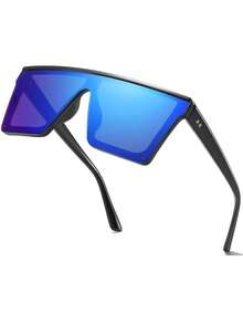 1 Par de Óculos de Moda Geométricos de Peça Única com Armação Plana Acrílica para Homens, Elegante - Azul - Visão 4