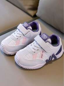 1 Paio di scarpe sportive versatili e confortevoli per ragazze, nuove sneaker casual in pelle e rete per bambini, adatte per bambini piccoli/bambini - Viola - Visualizzare 3