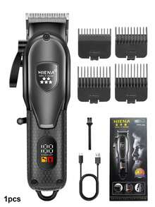 HIENA 多功能一体式理发工具，家用理发用品，专业男士无线理发器，USB充电及数字显示，男士理发工具，理发配件，适合家庭和理发店使用，男士礼品 - 黑色 - 查看 10
